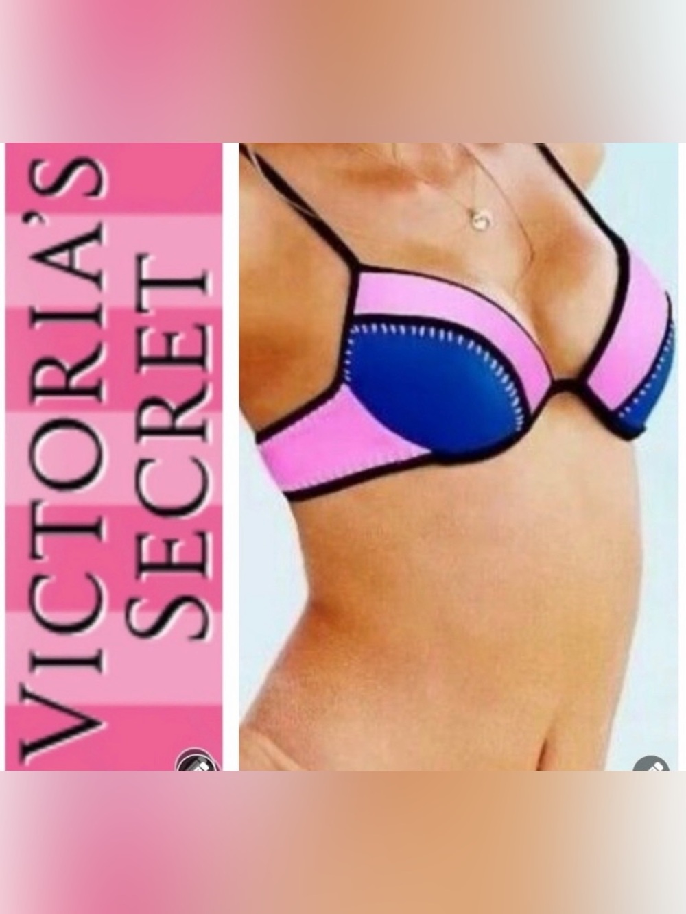 Victoria’s Secret Stitched Surf Push Up Bikini Top 34D
